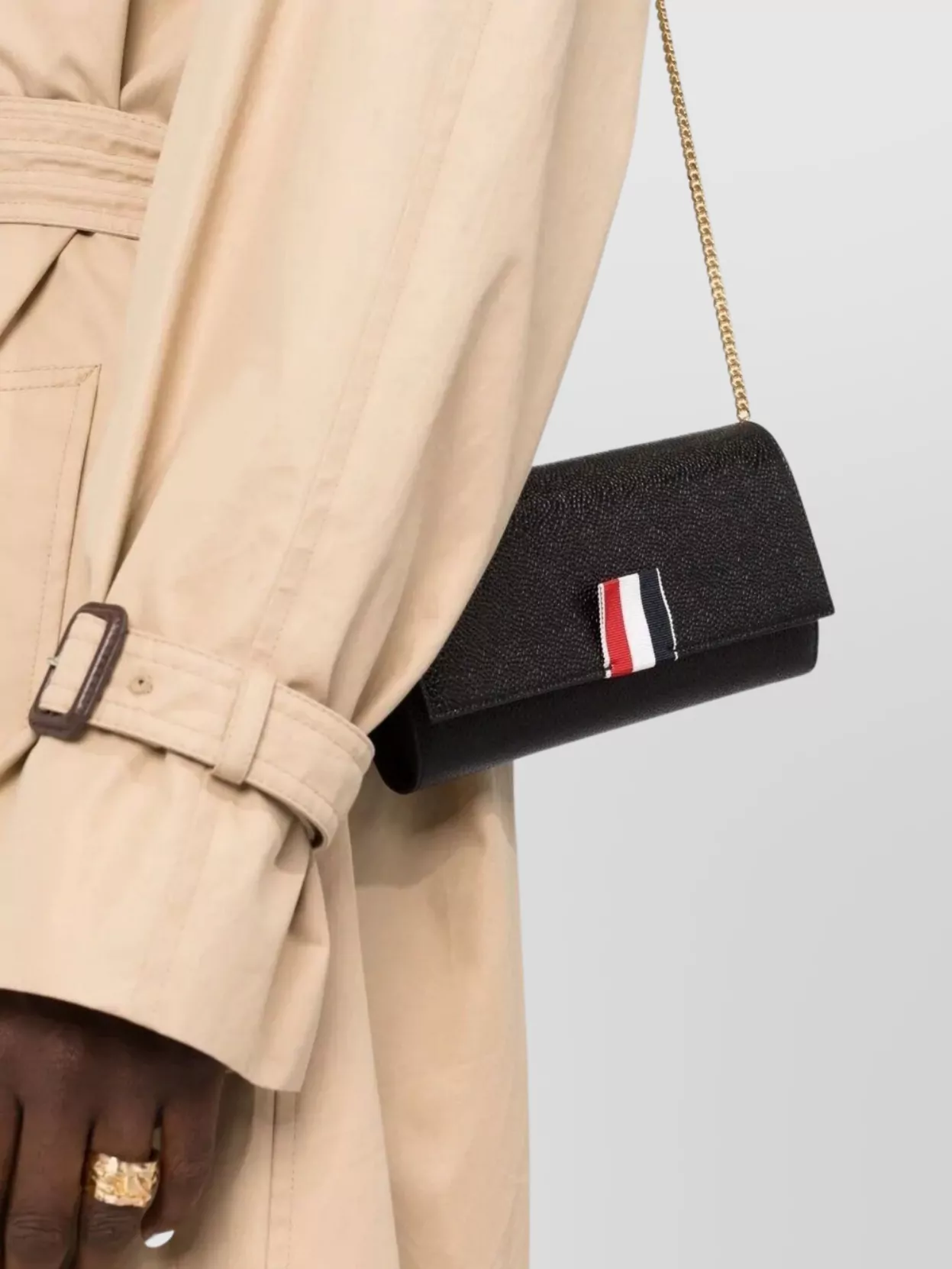 Thom Browne Leather Shoulder Bag Logo Patch