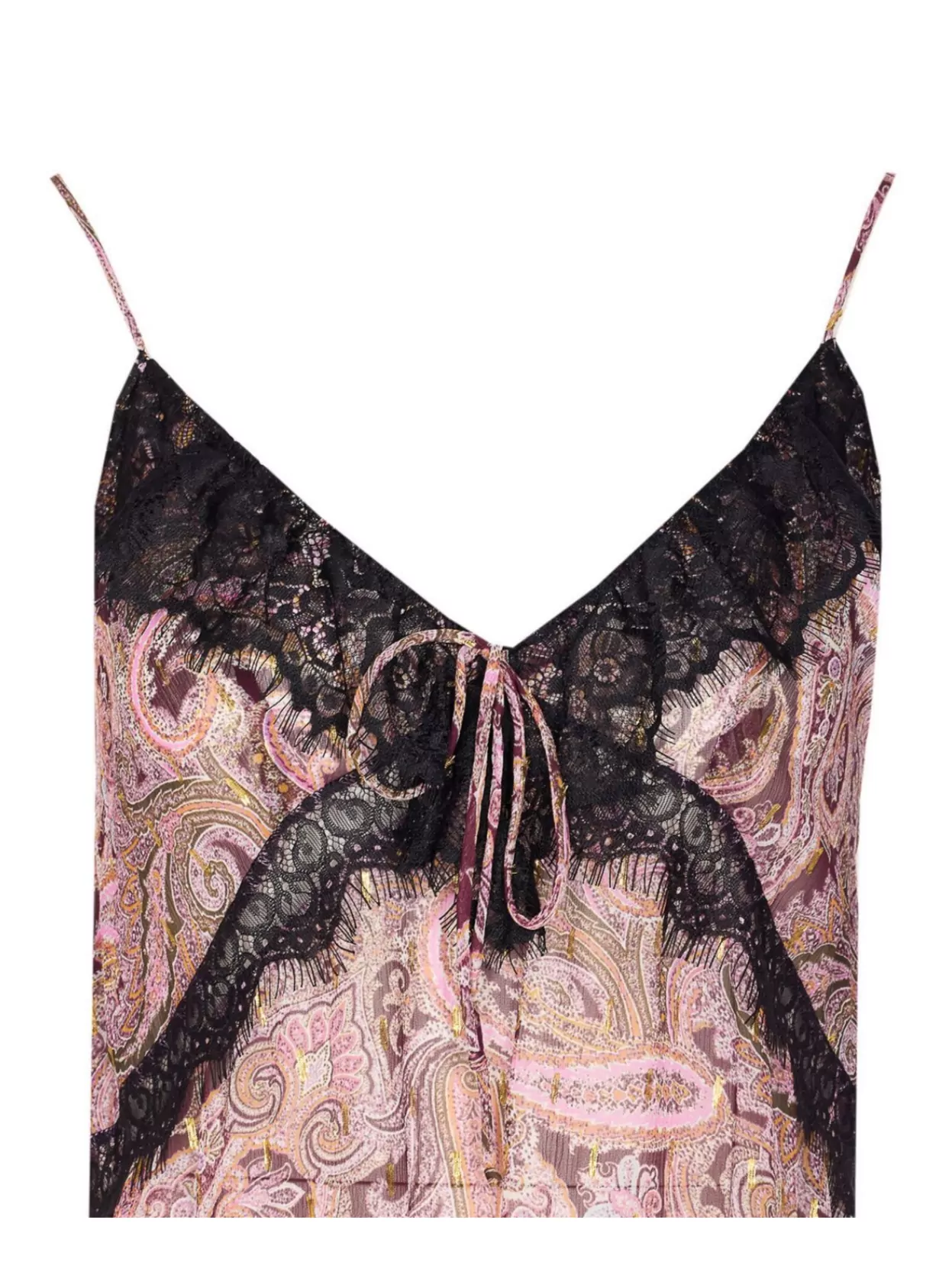 Pinko Lace And Metalized Detail V Neck Top