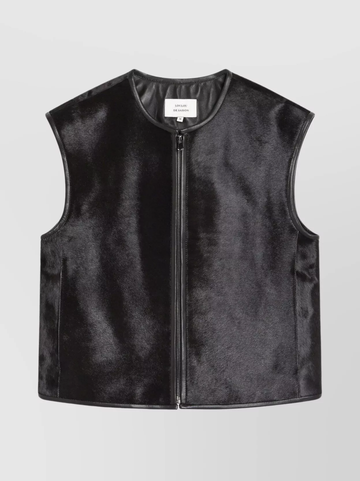 Loulou Studio Sleeveless Vest In Pony Effect Leather In Black