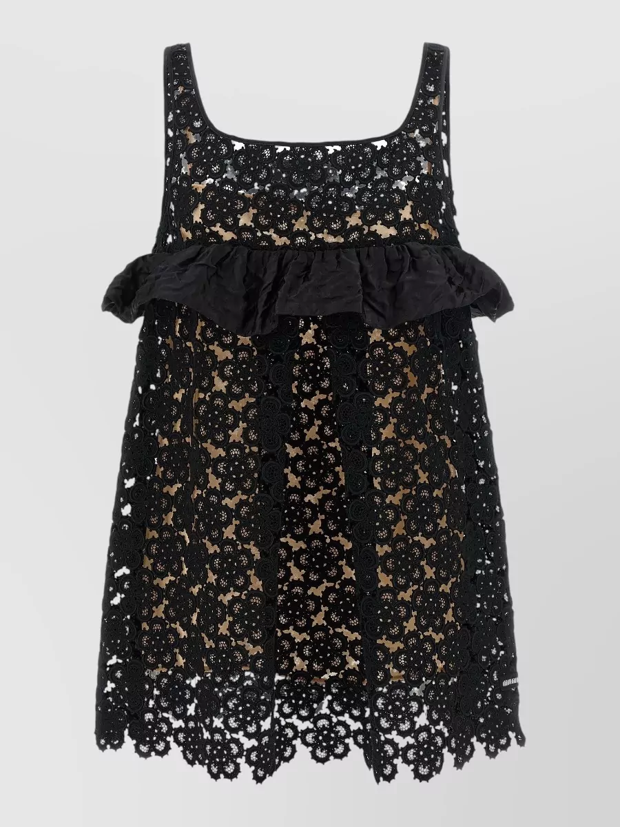 Miu Miu Macramé Floral Mini Dress
