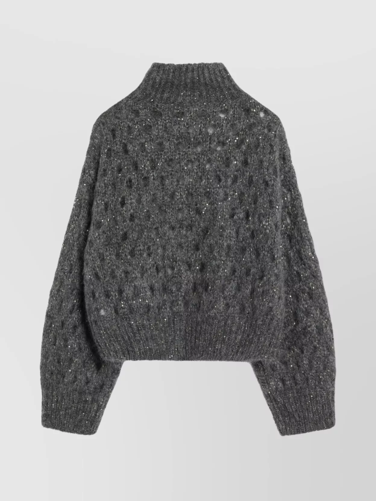 Brunello Cucinelli Grey Openwork Turtleneck Sweater In Green