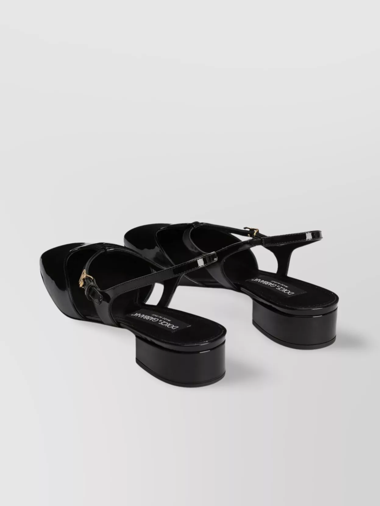 Dolce&Gabbana Square Toe Patent Leather Slingback Sandals