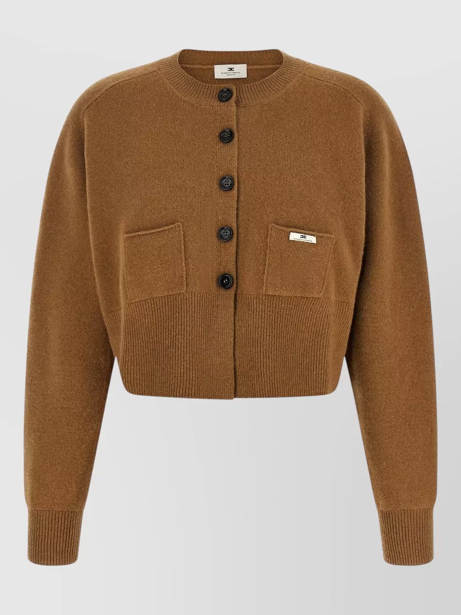 Elisabetta Franchi wool cashmere ribbed cropped cardigan