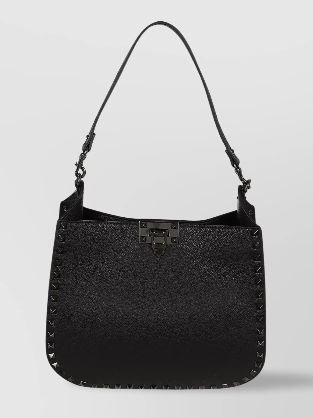 Shop Valentino Leather Stud Shoulder Bag In Black