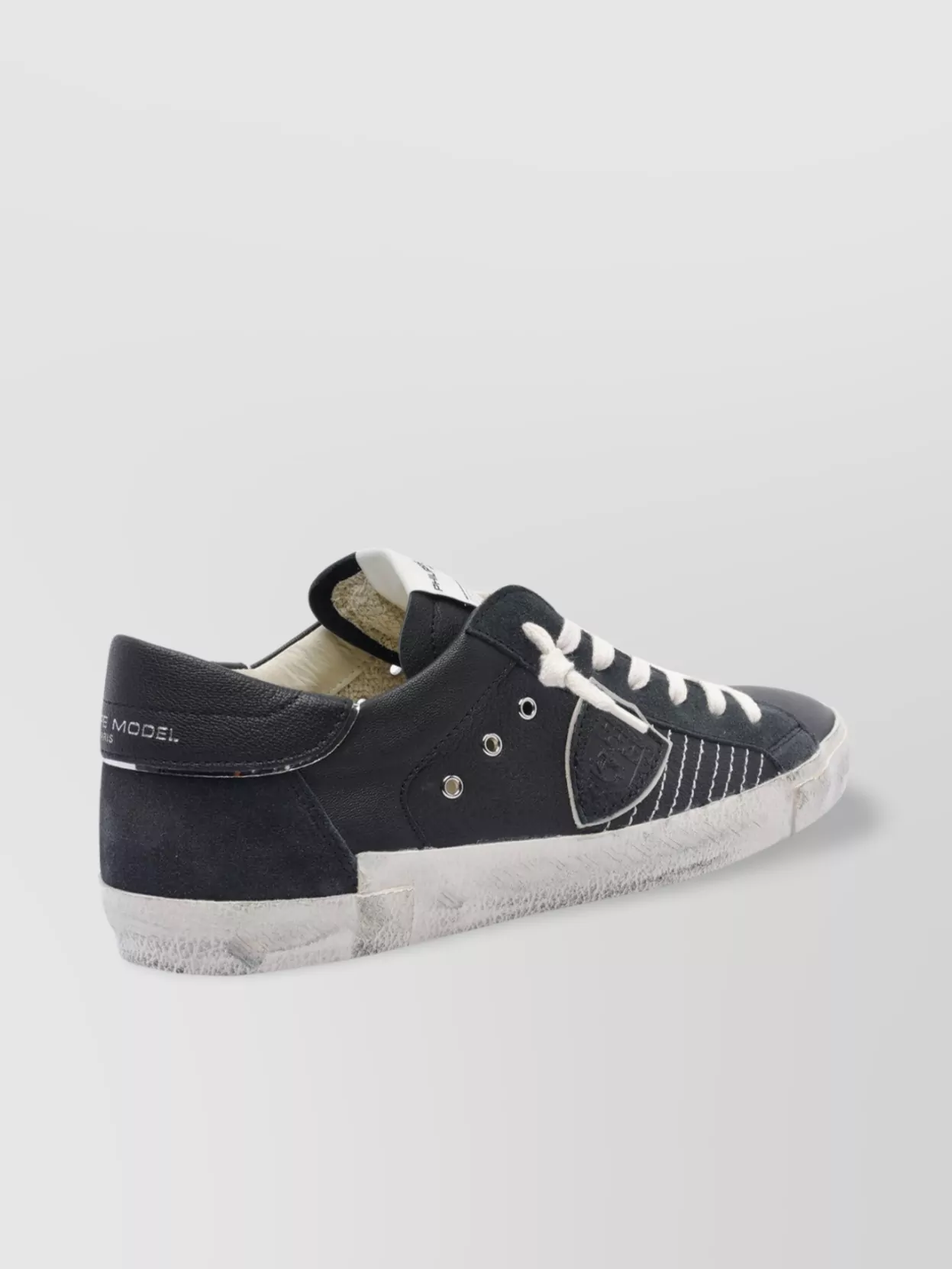 Philippe Model Low Top Leather Sneakers With Contrast Stitching