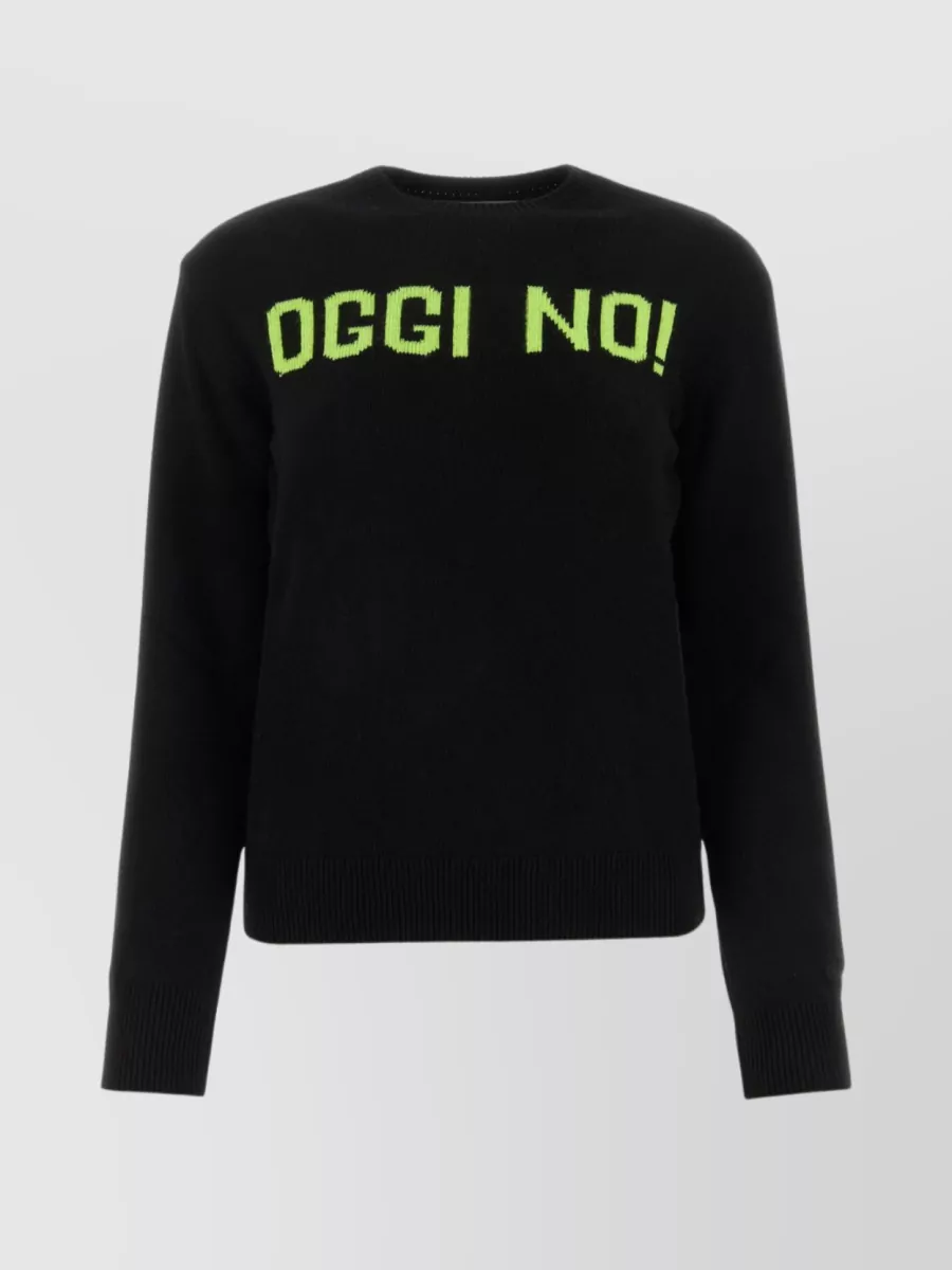 Shop Saint Barth Crew-neck Sweater With Unique Embroidery And Contrast Lettering In Black