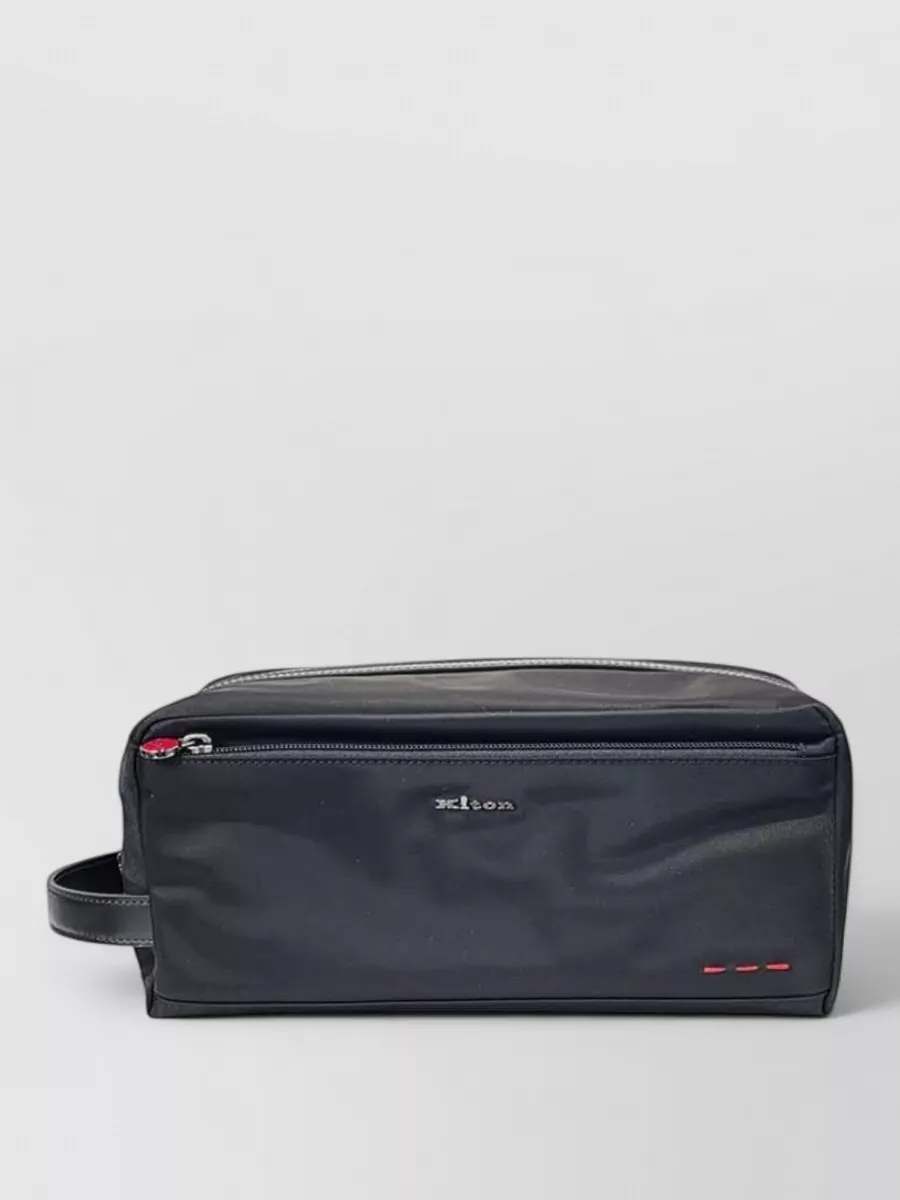 Kiton Leather-Trim Toiletry Bag