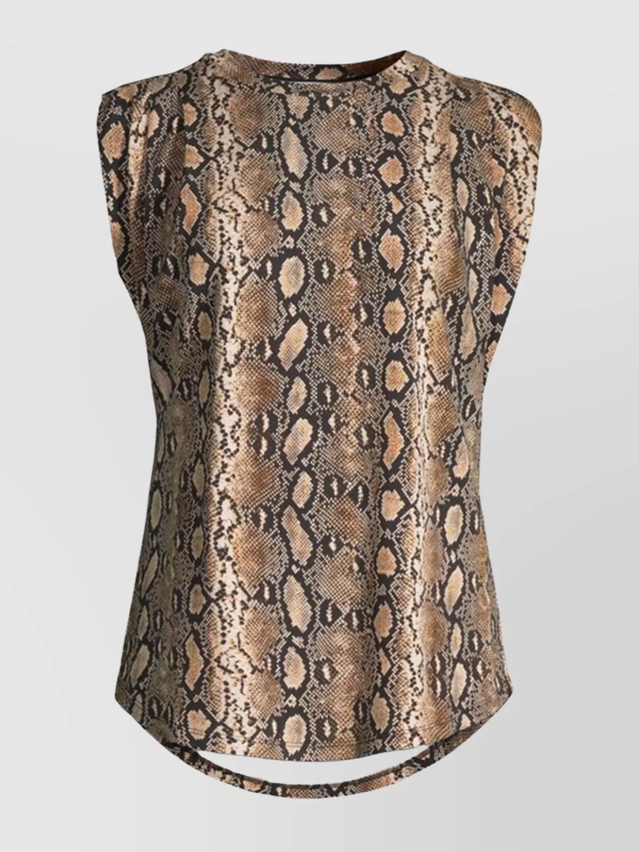Michael Kors Snake Print Sleeveless Crewneck T-shirt In Brown