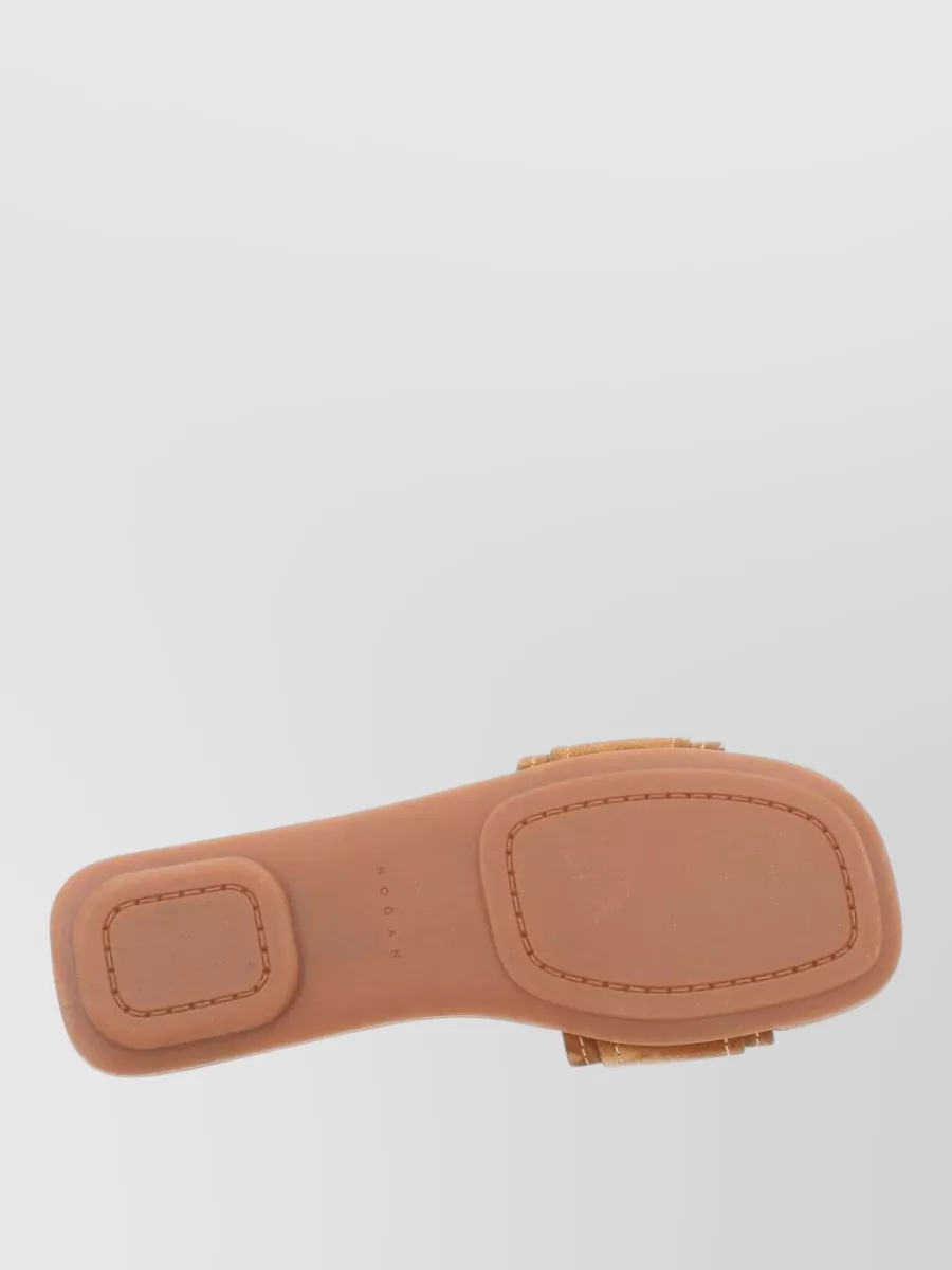 Hogan Leather Slide Sandals