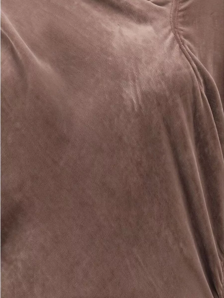 Rick Owens Silk-blend draped cowl-neck short-sleeve asymmetric maxi dress