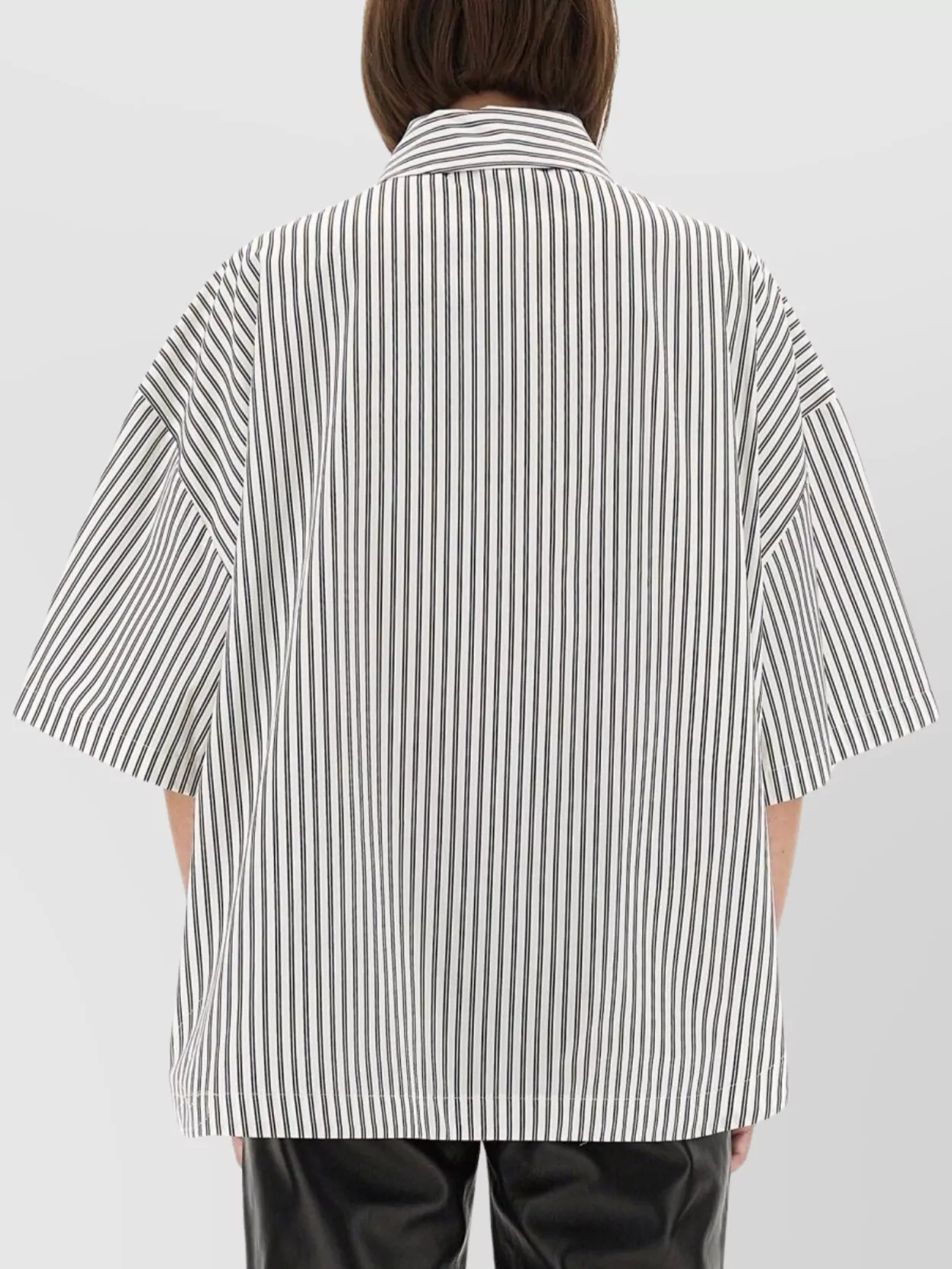 The Attico "Diana" Striped Short Sleeve Shirt