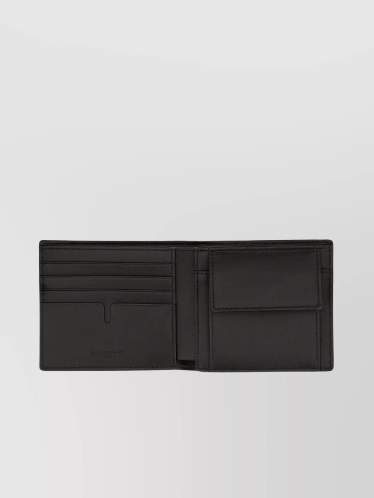 Burberry Check Pattern Embossed Leather Wallet