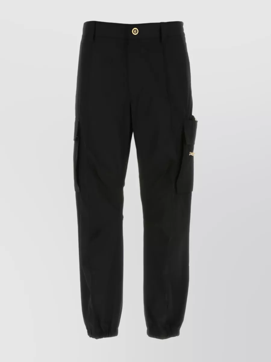 Shop Versace Cargo Pants With Straight-leg Design And Multiple Pockets In Black