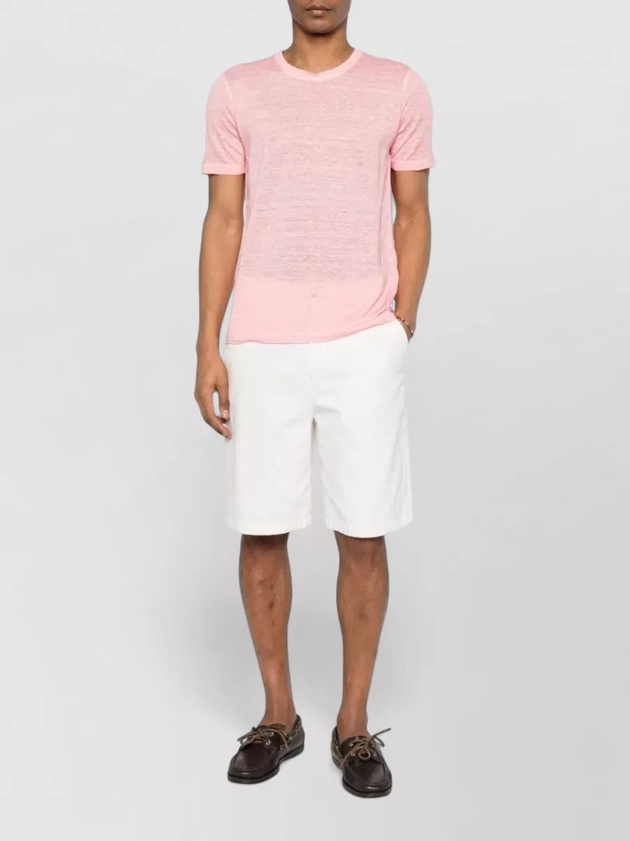 120% Lino Linen Crew Neck Short-Sleeve T-Shirt