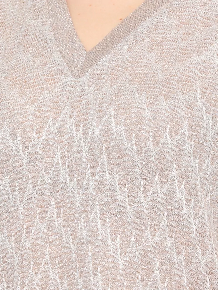 D.exterior Lurex Sleeveless V-Neck Knitted Top