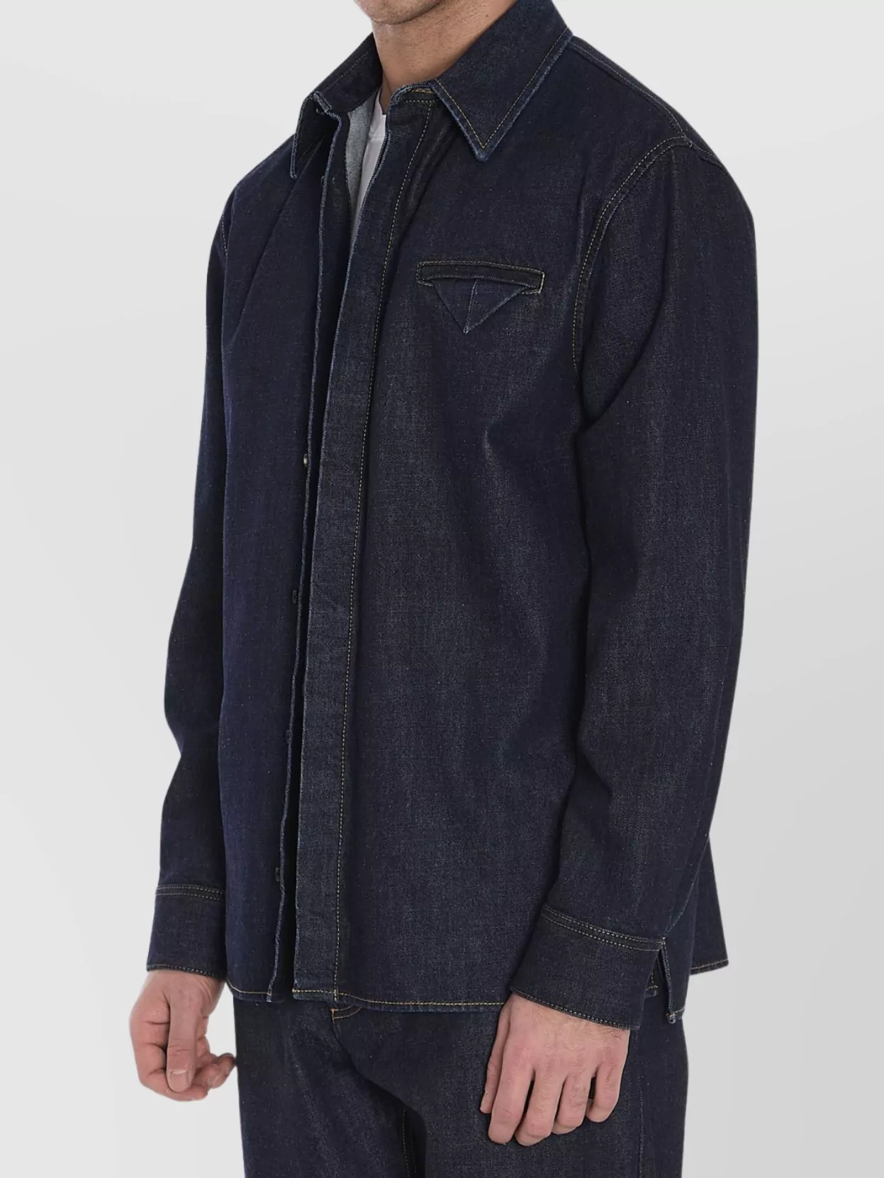 Bottega Veneta Denim Shirt Contrast Stitching