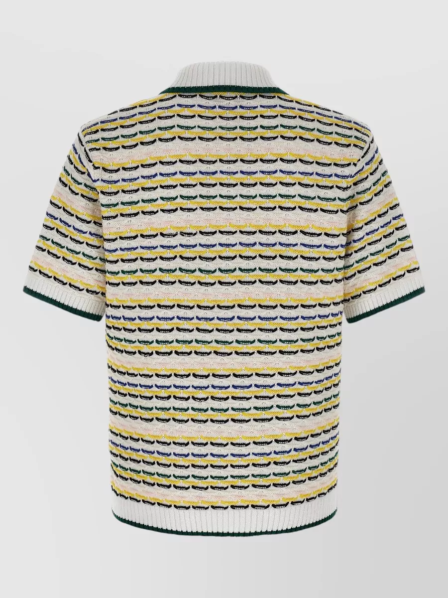 Casablanca Cotton Tuck Stitch Short-Sleeve Polo Shirt