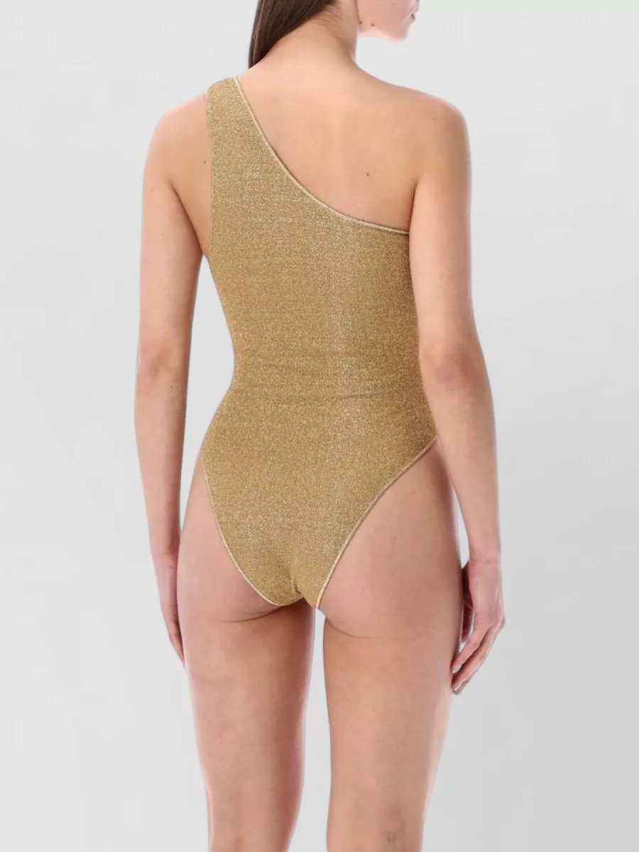 Oséree Metallic One-Shoulder Asymmetric Stone-Embellished Swimsuit