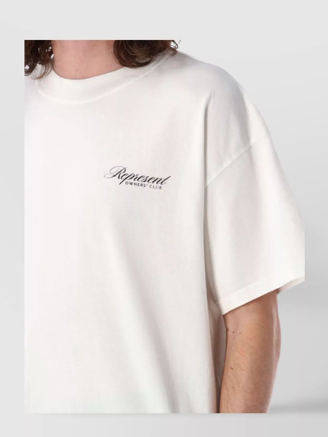 Represent White Crewneck T-shirt With With Front And Back Owners Club Print In Cotton Man