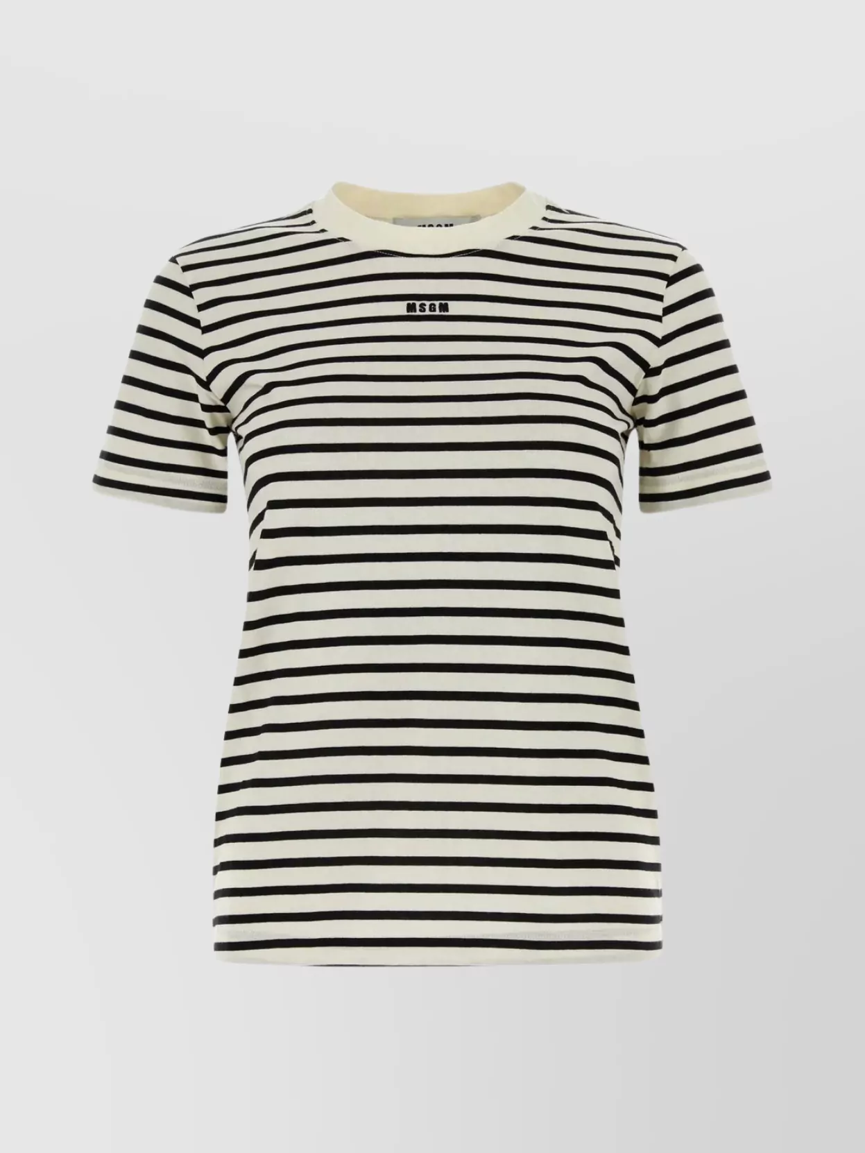 MSGM STRIPED EMBROIDERY COTTON T-SHIRT