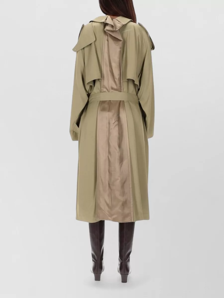 Mm6 Maison Margiela Long Belted Coat Featuring Storm Flap