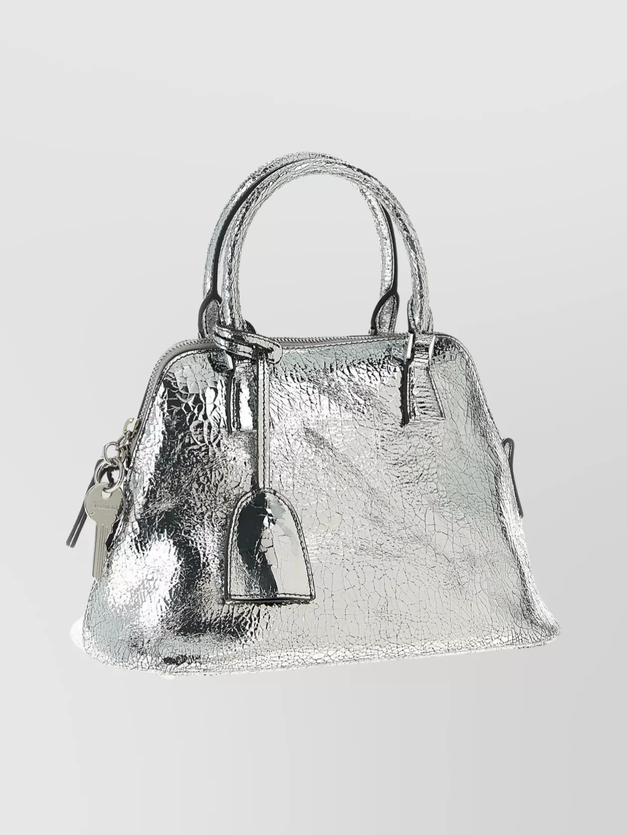 Maison Margiela Mini Handbag With Structured Top Handle In Silver