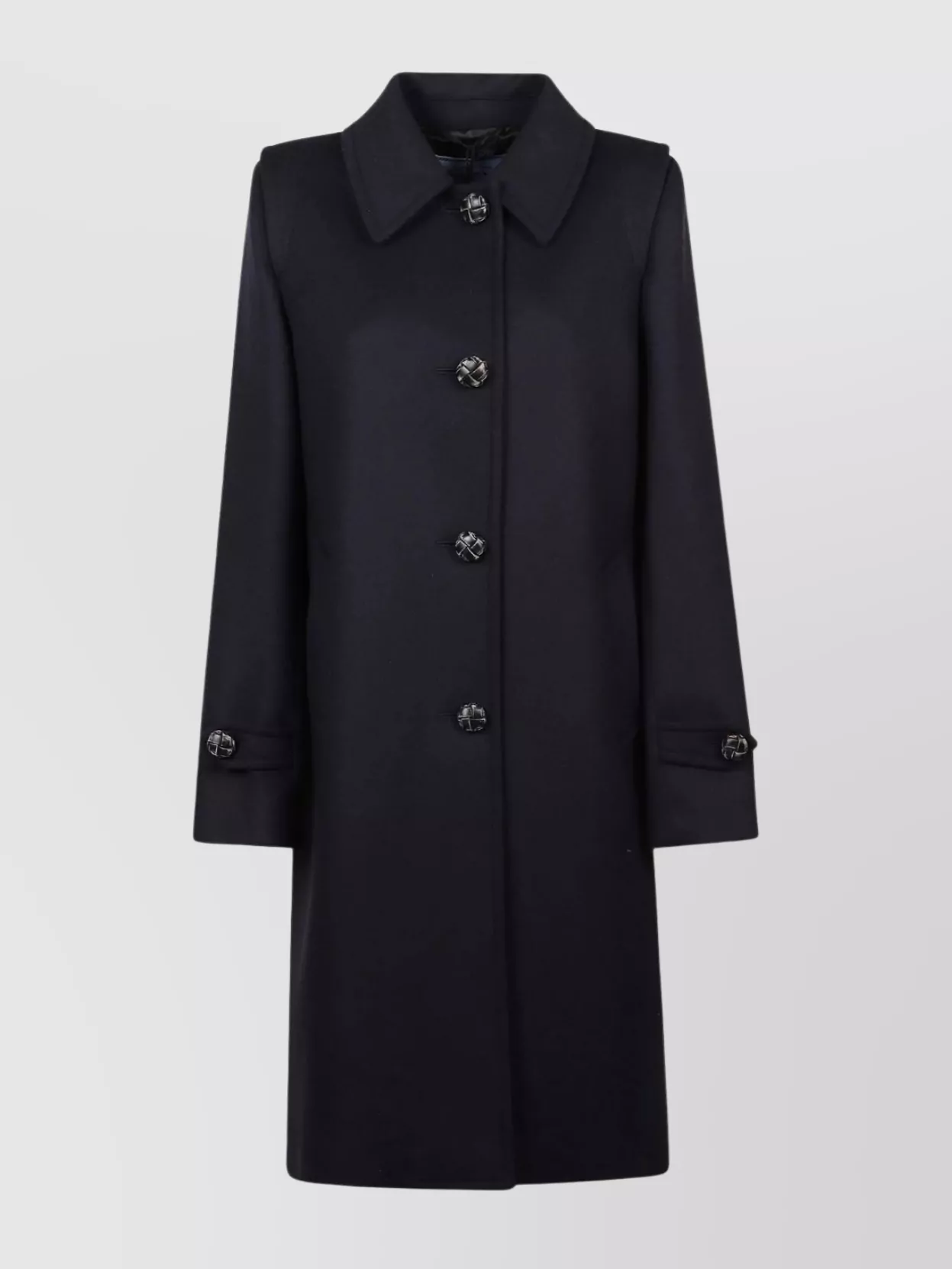 Prada Coat With Button Detailing And Side Pockets In Black