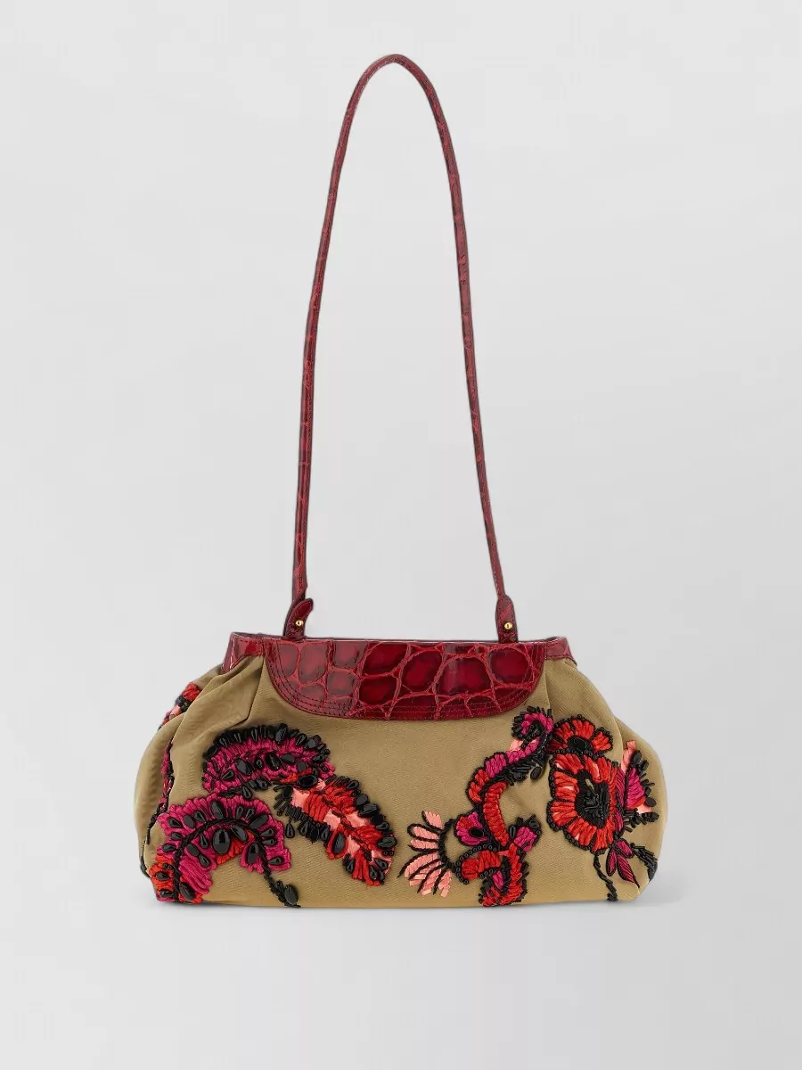 Dries Van Noten Embroidered Canvas Shoulder Bag
