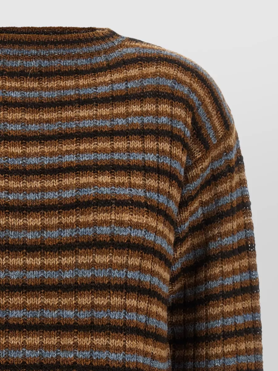 Prada Wool Ribbed Striped Crewneck Sweater