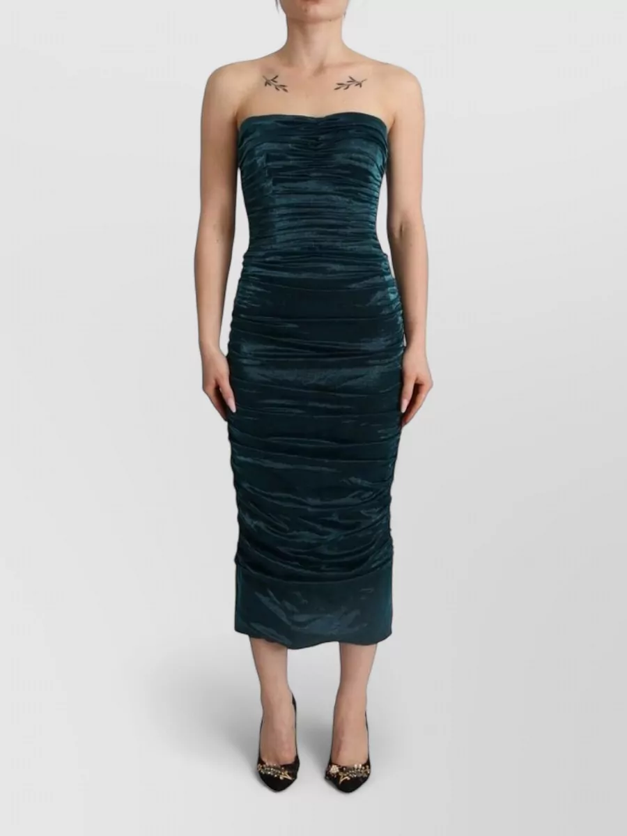 Dolce&Gabbana silk strapless draped midi dress