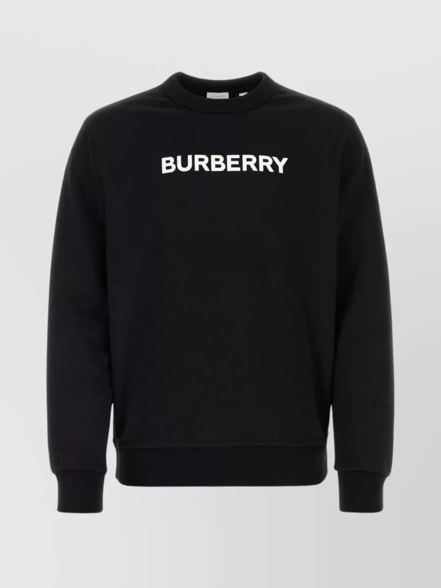 Shop Burberry Generous Fit Cotton Sweater In Black