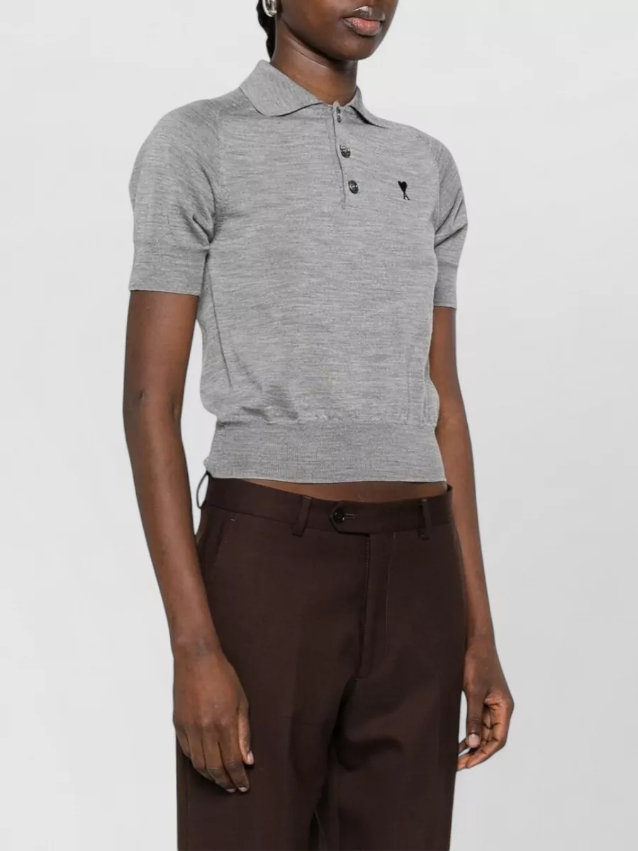 Ami Paris Wool Short-Sleeve Polo Shirt