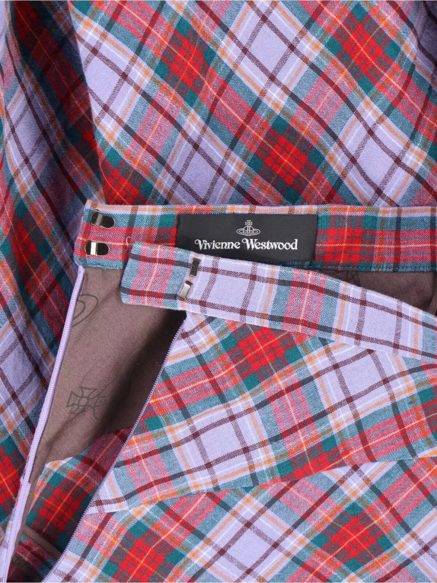 Vivienne Westwood Plaid Asymmetric Hem Knee Length Midi Skirt