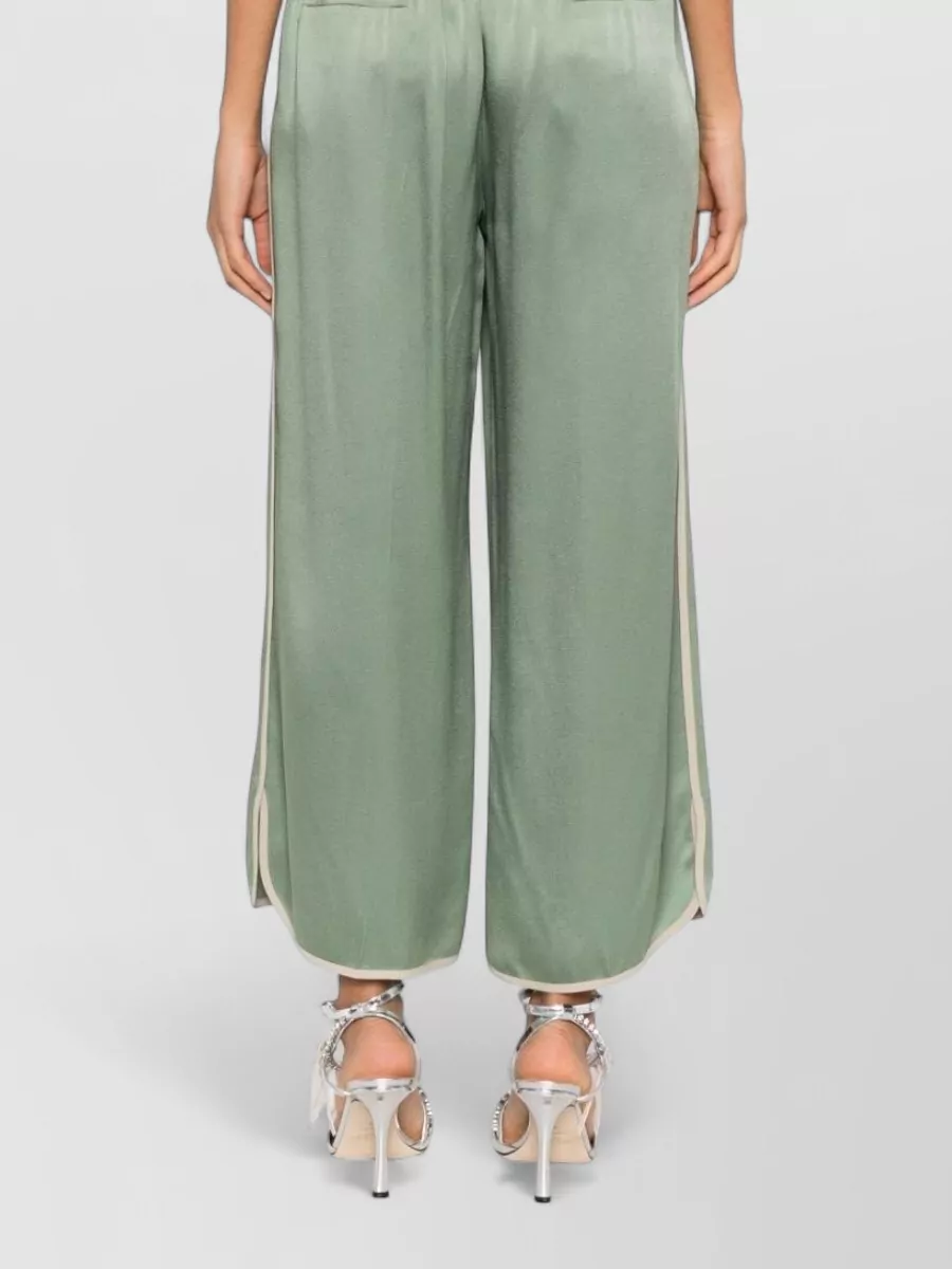 Forte Forte Satin Stripe Wide Leg Pleated Trousers