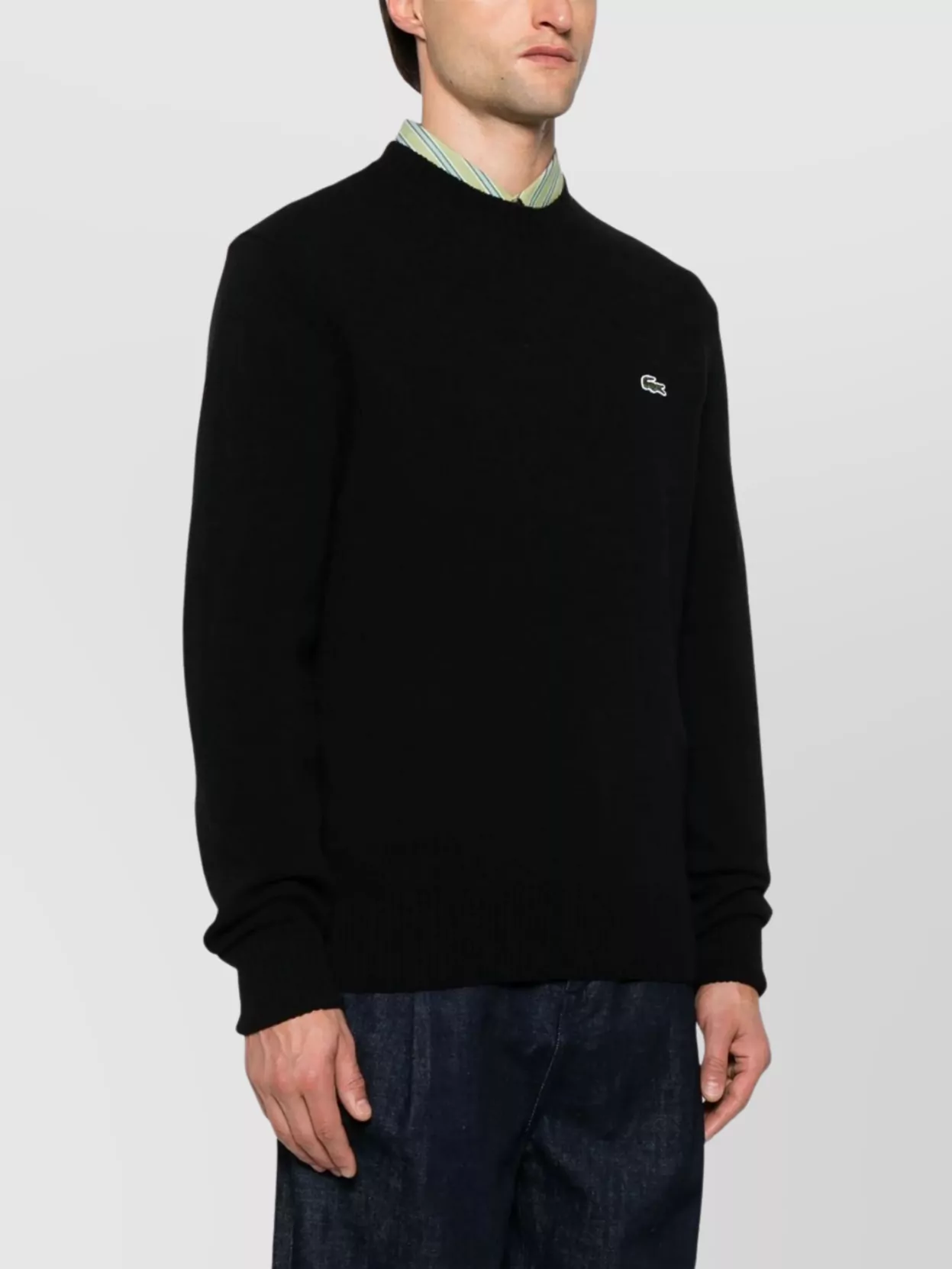 Lacoste Crew Neck Sweater With Ribbed Cuffs And Hem
