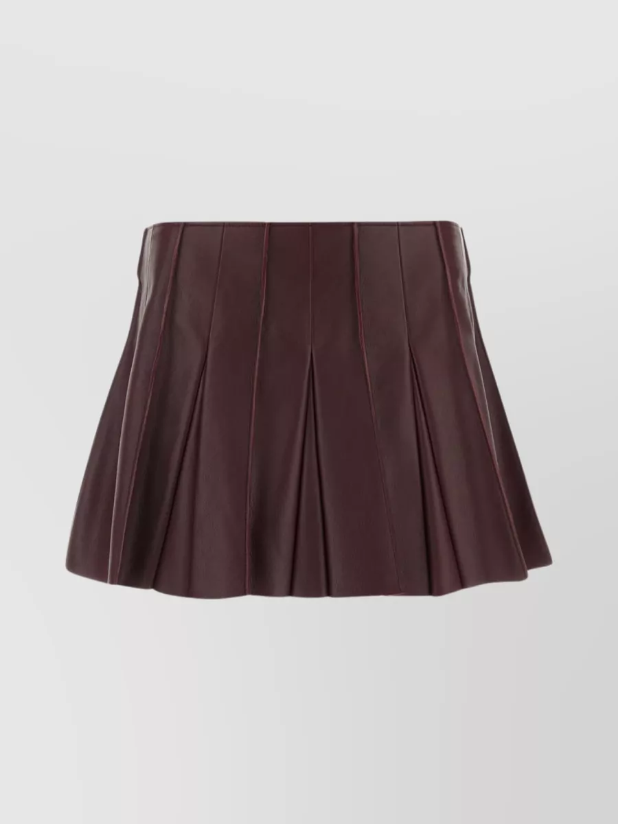 Shop Bottega Veneta Waisted Mini Skirt In Luxe Leather In Burgundy