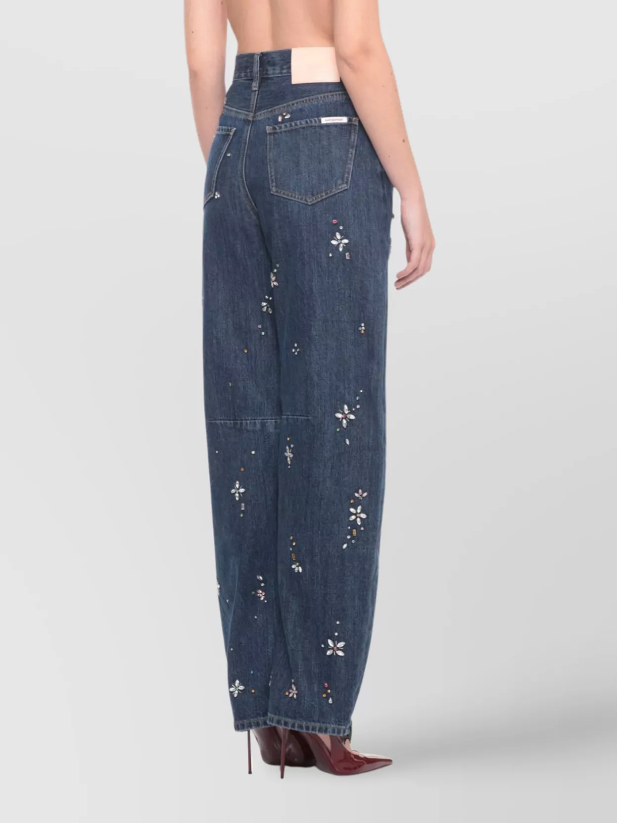 Self-Portrait Straight Cut Denim Trousers Featuring Pockets