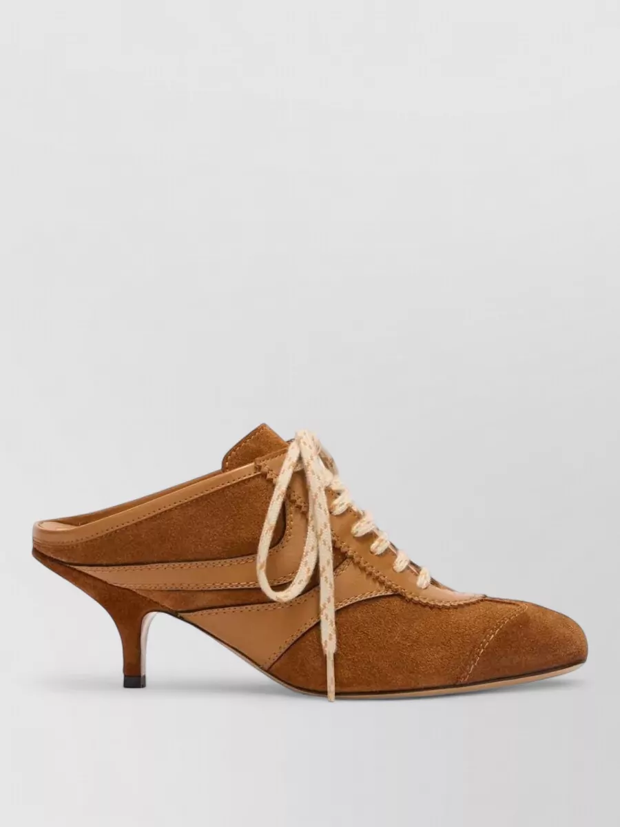 Dries Van Noten Leather Lace-Up Heeled Mules