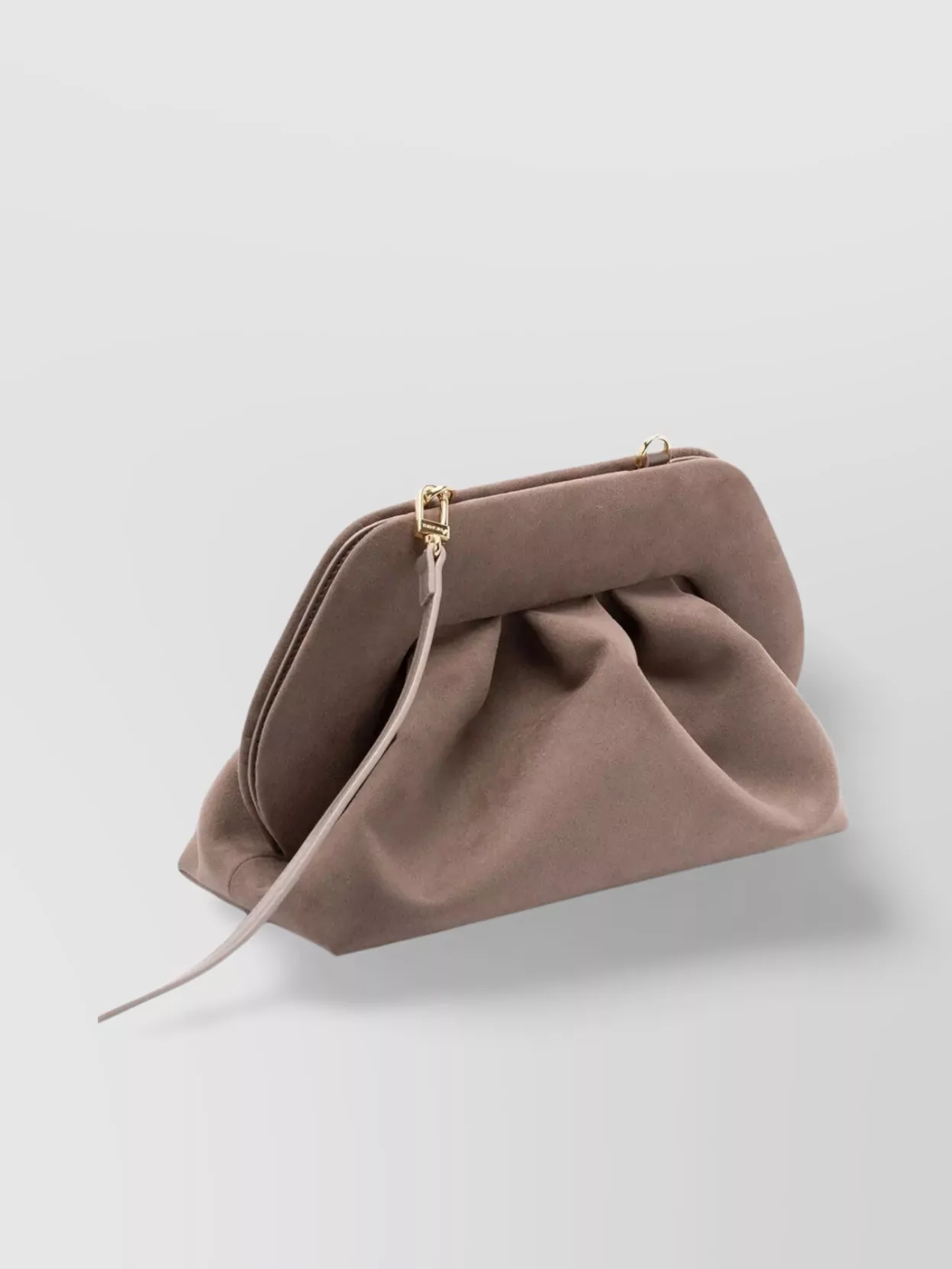 Themoirè Suede Pleated Clutch Bag With Detachable Strap