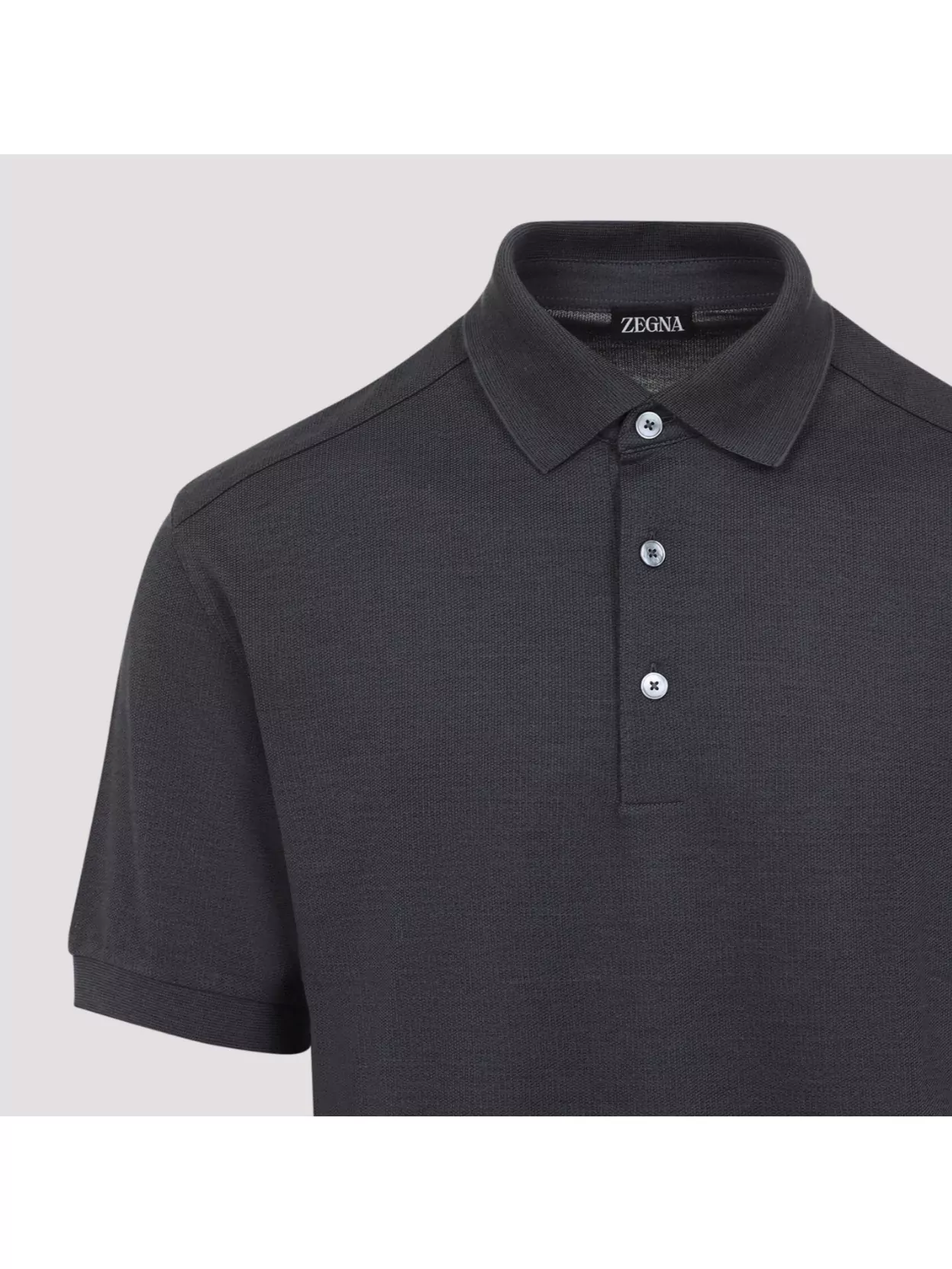Shop Zegna Cotton Silk Polo Collar Short Sleeves