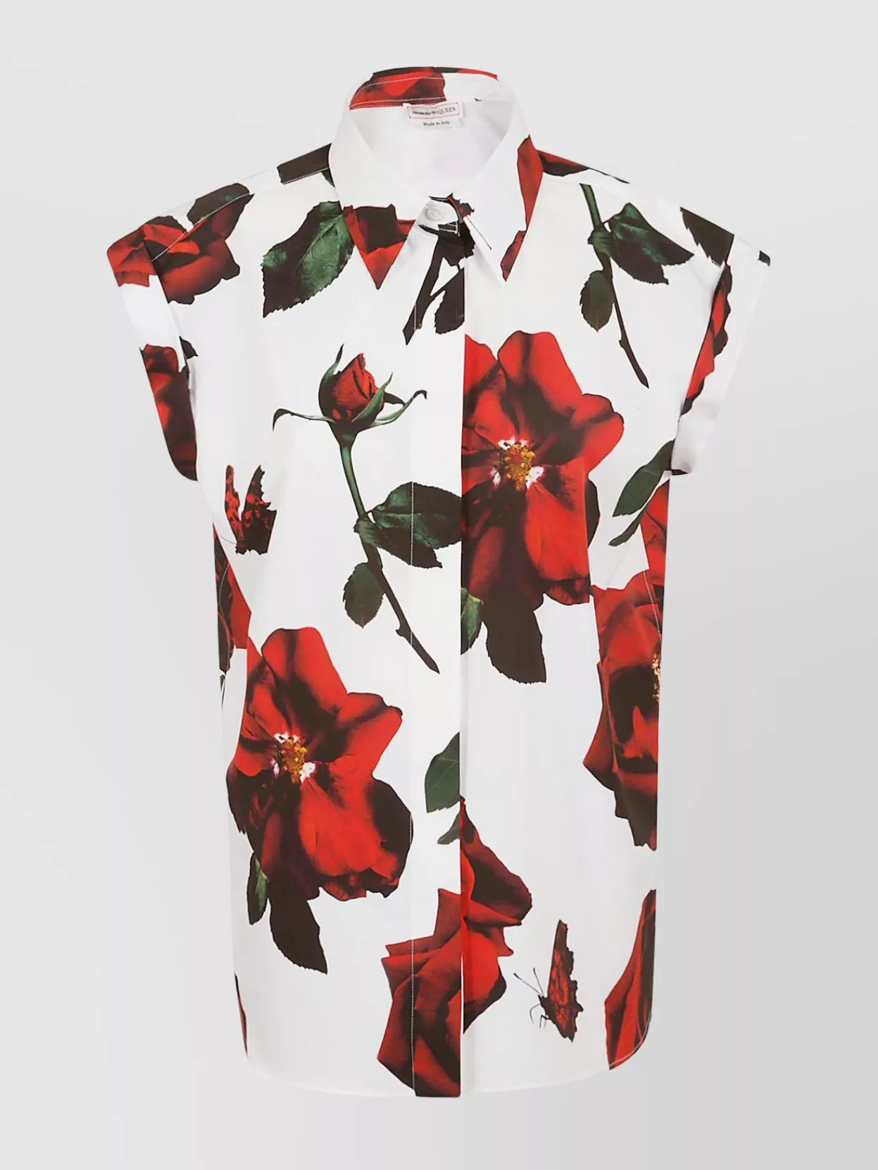 Shop Alexander Mcqueen Floral Print Short Sleeve Shirt With Turn-down Collar