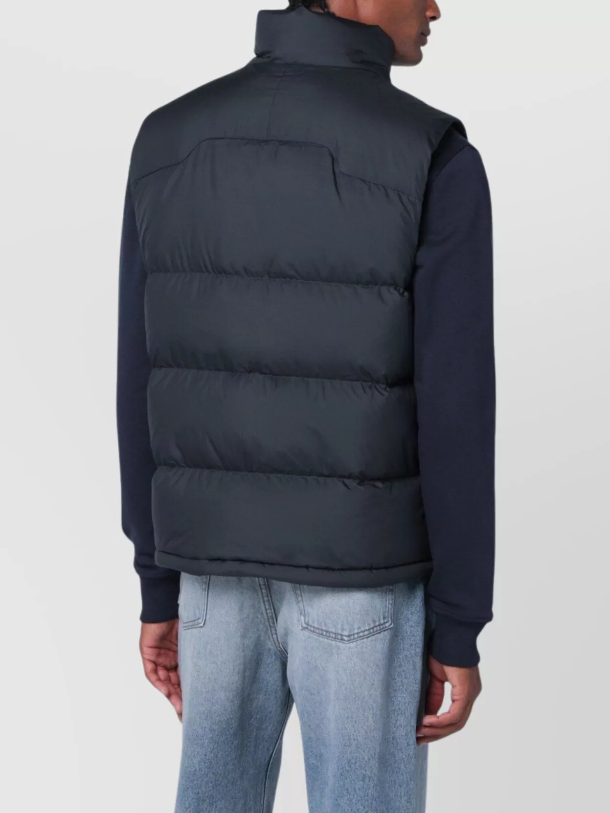 Polo Ralph Lauren Black Vest With High Collar And Double-slider Zipper In Blue