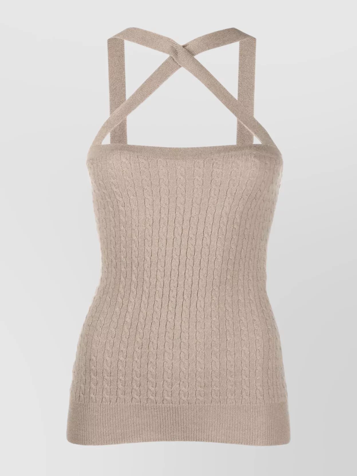Shop Patou Knit Halterneck Sleeveless Top With Open Back In Cream