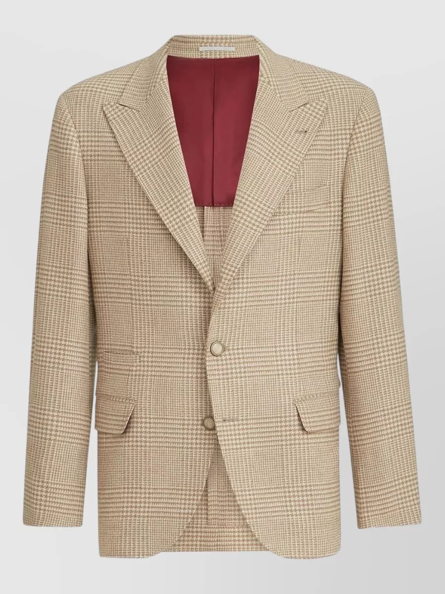 Brunello Cucinelli cashmere blend checked single breasted blazer