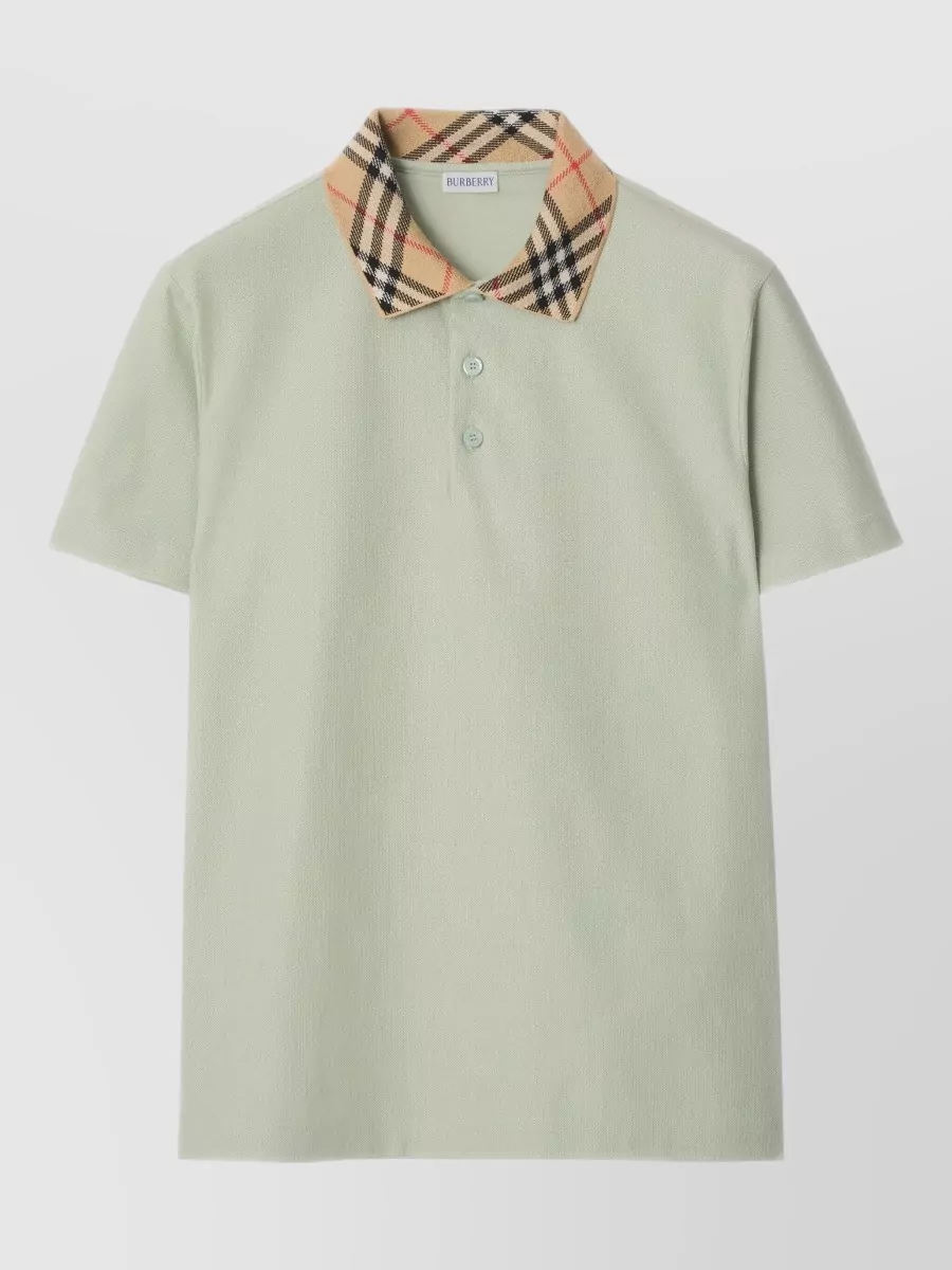 Burberry Cotton Check Collar Polo Shirt
