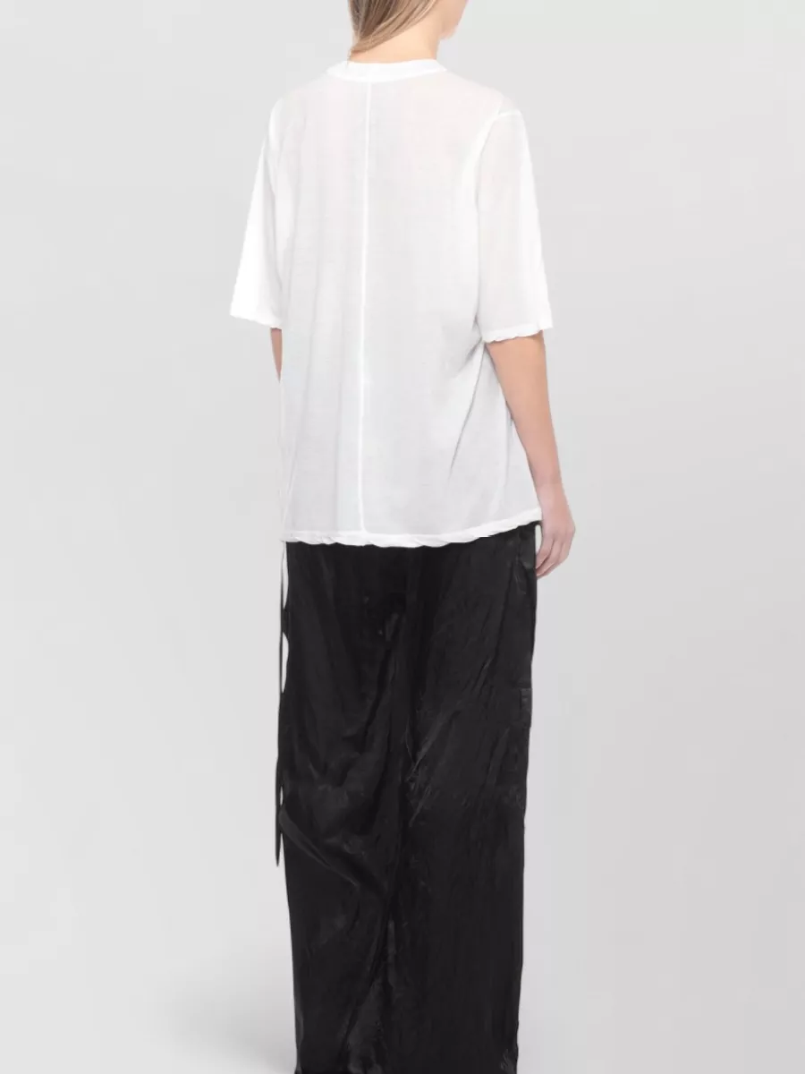 Rick Owens Drkshdw Asymmetric Hem Oversize Relaxed Sheer Cotton T Shirt