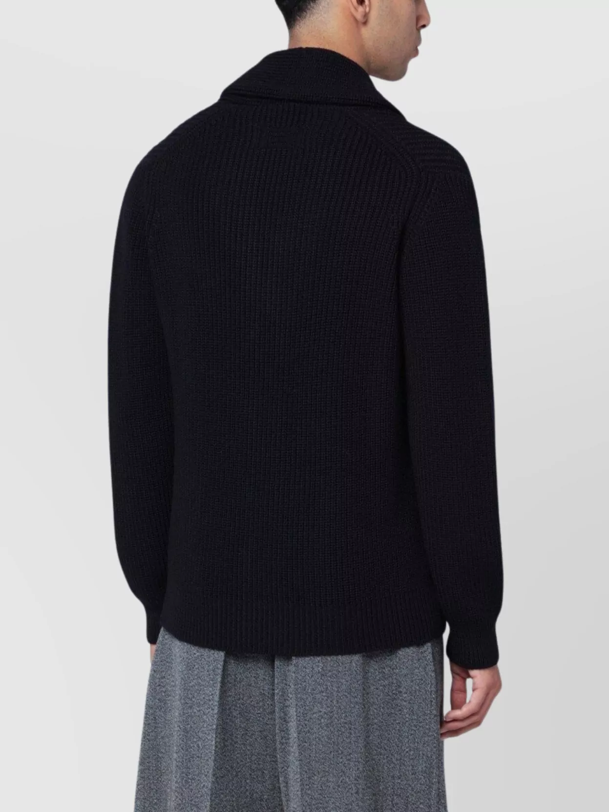 Drumohr Merino Wool Cardigan Shawl Collar In Black