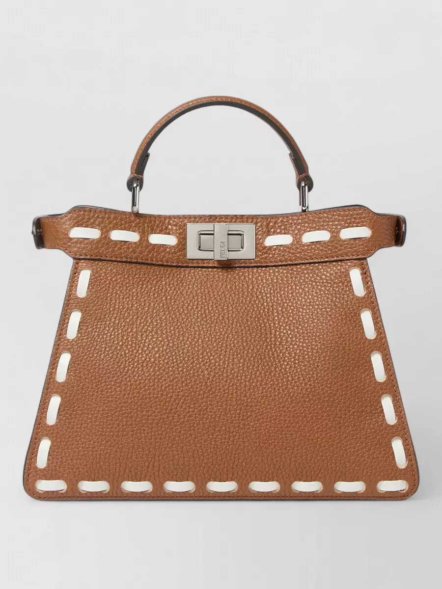 Fendi peekaboo small leather tote bag