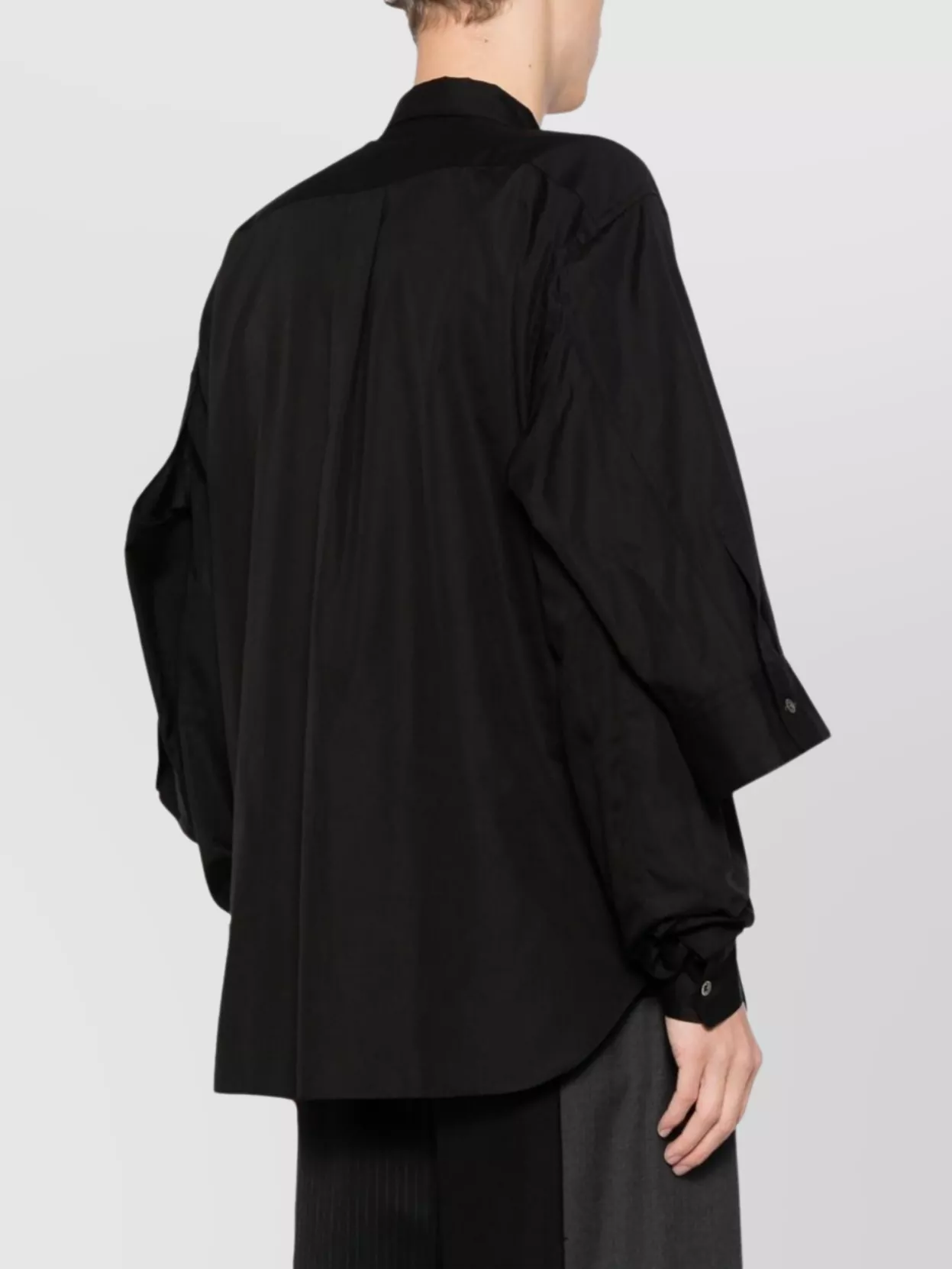 Comme Des Garçons Cotton Double Sleeve Shirt With Box-pleat In Black
