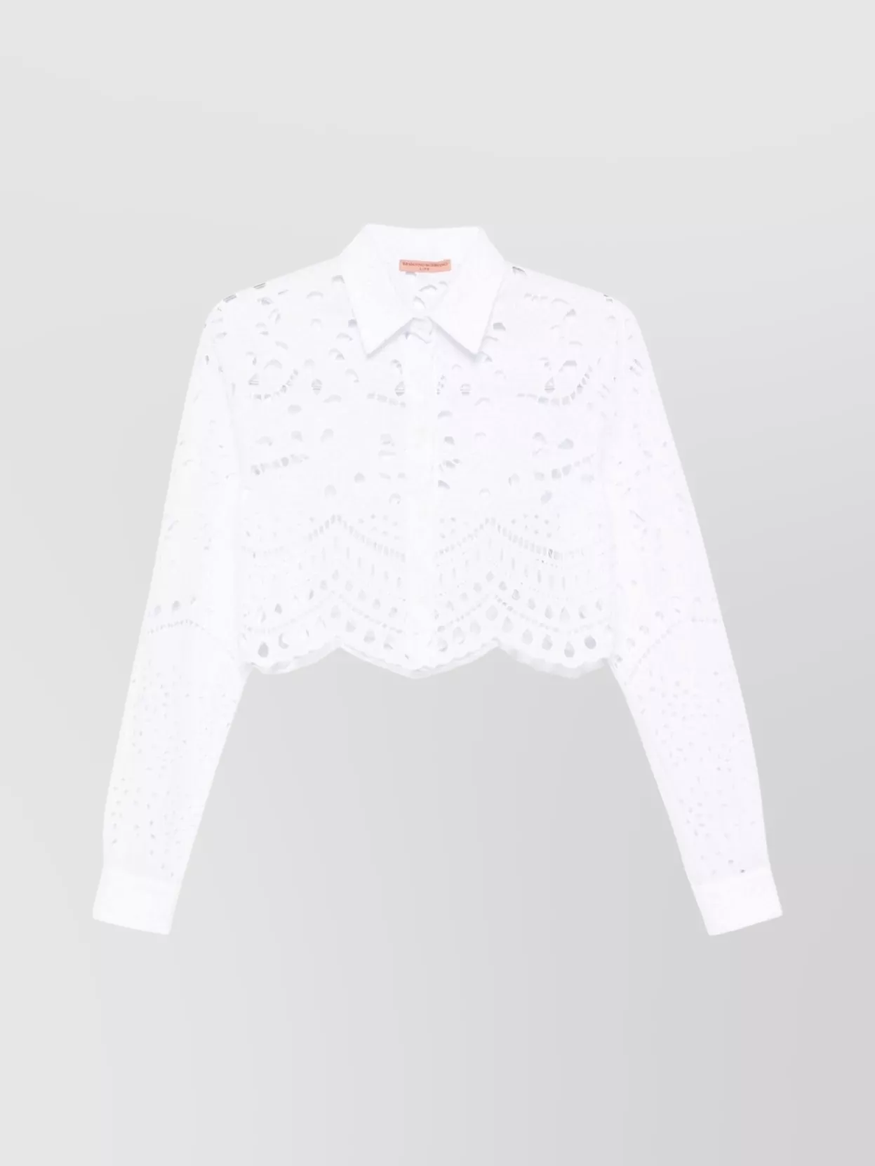 Ermanno Scervino Lace Long-sleeve Cropped Shirt With Scalloped Hem